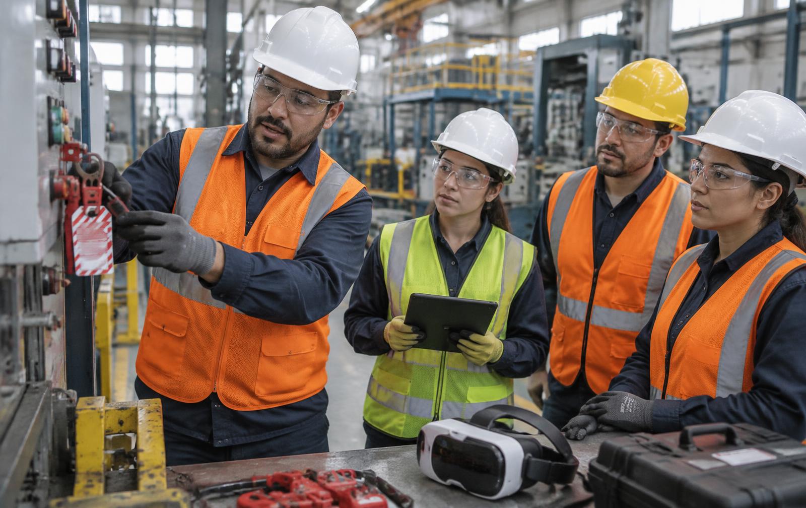 Equipo industrial participando en una capacitación de seguridad